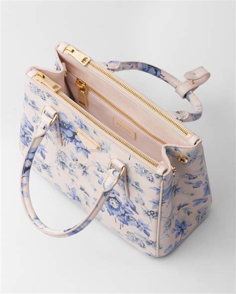 Periwinkle Blue Prada Galleria Printed Saffiano Leather Bag